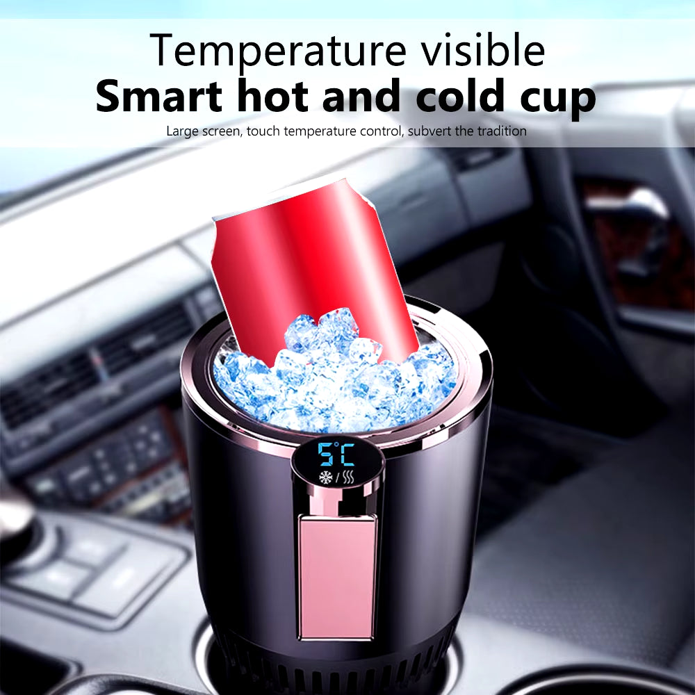 12V Car Cold Hot Cup Touch Screen Beverage Can Smart Digital Display Car Cup Holder Cooler Heater Home Camping Travel Cup Holder